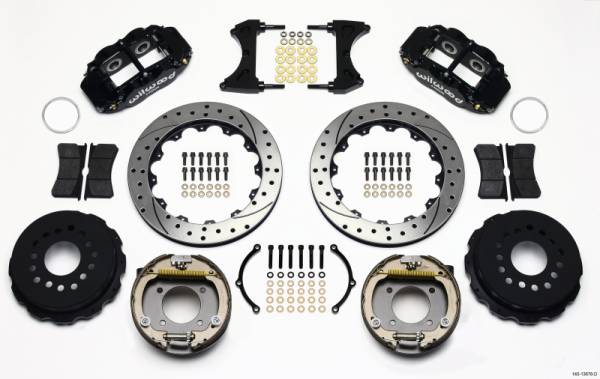 Wilwood - Wilwood 140-13678-D Wilwood Narrow Superlite 4R Rear P-Brk Kit 12.88in Drilled Chevy 12 Bolt w/ C-Clips