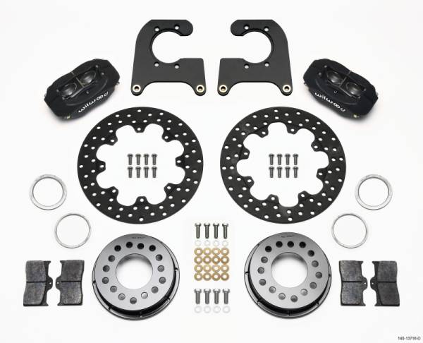 Wilwood - Wilwood 140-13716-D Wilwood Forged Dynalite Rear Drag Kit Drilled Rotor Ford 8.8 Special w/2.50in Offset-5 Lug