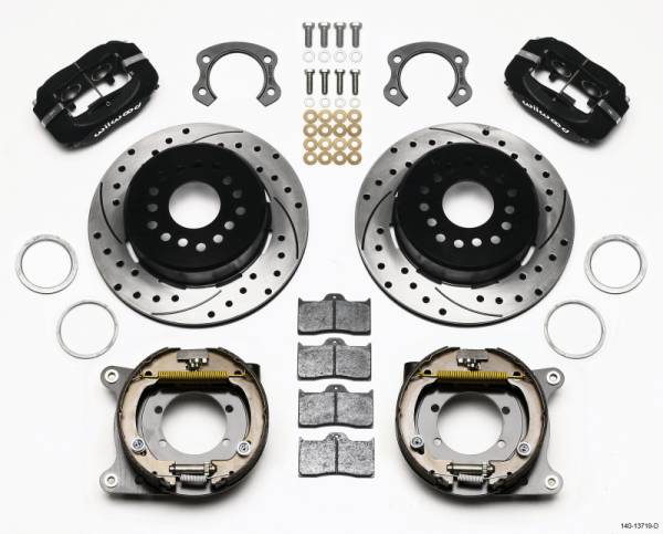Wilwood - Wilwood 140-13719-D Wilwood Forged Dynalite P/S Park Brake Kit Drilled Ford 8.8 Special w/2.50in Offset-5 Lug