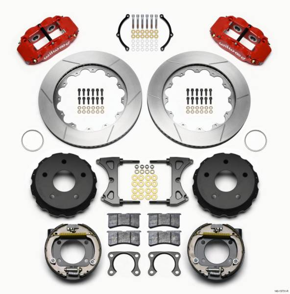 Wilwood - Wilwood 140-13731-R Wilwood Narrow Superlite 4R Rear P-Brk Kit 14.00in Red Big Ford 2.00in Off Bronco 5 x 5.50
