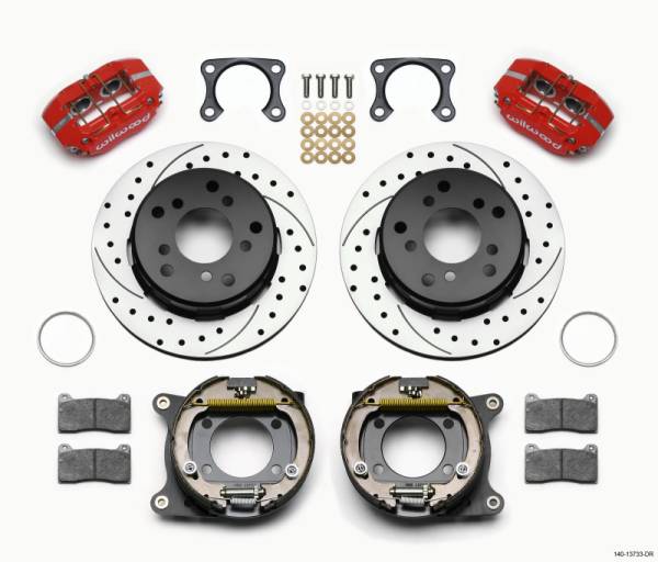 Wilwood - Wilwood 140-13733-DR Wilwood Dynapro Lug Mount P/S Park Brake Kit Drilled Red Big Ford 2.00in Off Bronco 5 x 5.50