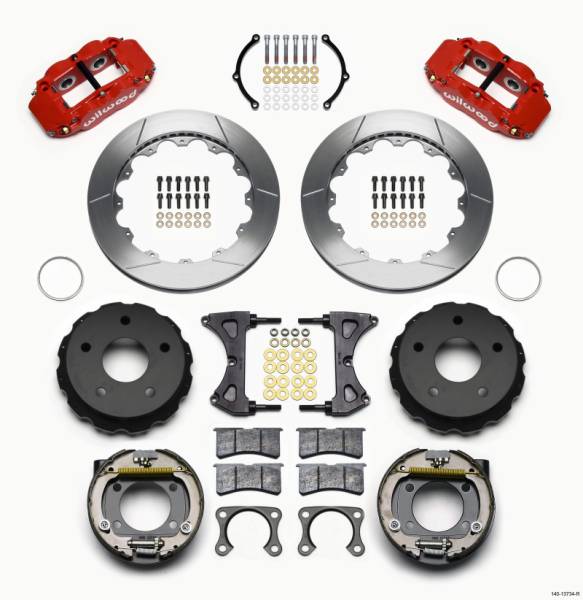Wilwood - Wilwood 140-13734-R Wilwood Narrow Superlite 4R Rear P-Brk Kit 12.88in Red Big Ford 2.00in Off Bronco 5 x 5.50