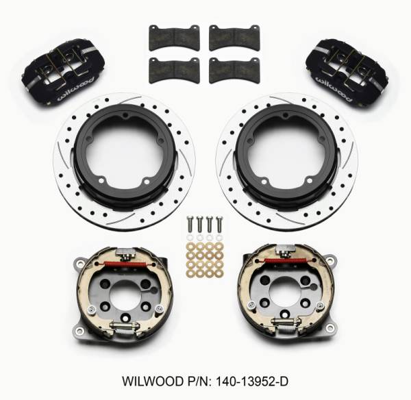 Wilwood - Wilwood 140-13952-D Wilwood Dynapro Low-Profile 11.00in P-Brake Kit Drilled Strange Eng Floater 3.49in Offset