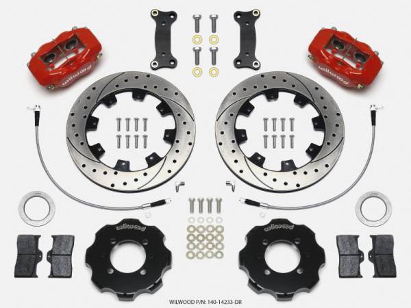 Wilwood - Wilwood 140-14233-DR Wilwood Forged Dynalite Front Hat Kit 12.19in Drilled Red 2016-Up Mazda MX5 Miata w/ Lines