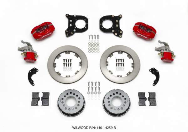 Wilwood - Wilwood 140-14259-R Wilwood Forged Dynalite P/S Rear Kit w/MC4 P-Brake Red Chev 12 Bolt w/Clip Elimin-Staggered