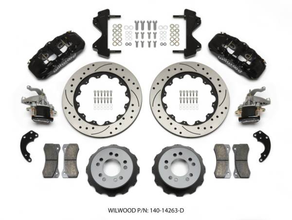 Wilwood - Wilwood 140-14263-D Wilwood AERO4 / MC4 Rear Kit 14.00 Drilled Currie Pro-Tour Unit Bearing Floater