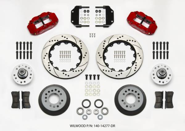 Wilwood - Wilwood 140-14277-DR Wilwood Narrow Superlite 6R Front Hub Kit 14.00in Drill Red Magnum Force Drop Spindle