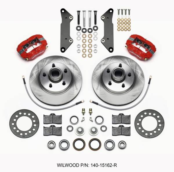Wilwood - Wilwood 140-15162-R Wilwood Forged Dynalite-M Front Kit 11.88in 1 PC Rotor&Hub Red Cadillac 1957-60
