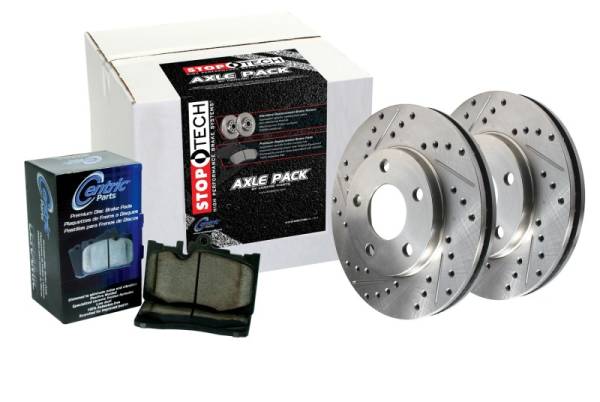 Stoptech - Stoptech 977.34068R Sport Axle Pack, Slotted, Rear