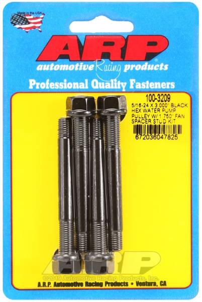 ARP - ARP 100-3209 ARP 5/16-24 X 3.000 Black Hex Water Pump Pulley w/ 1.750in Fan Spacer Stud Kit