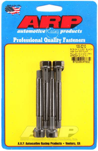 ARP - ARP 100-3210 ARP 5/16-24 X 3.250 Black Hex Water Pump Pulley w/ 2.000in Fan Spacer Stud Kit