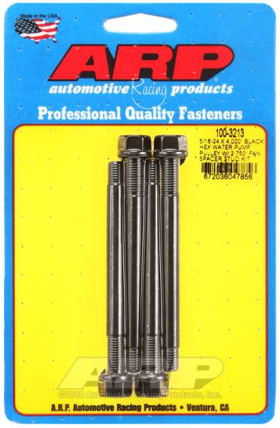 ARP - ARP 100-3213 ARP 5/16-24 X 4.000 Black Hex Water Pump Pulley w/ 2.750in Fan Spacer Stud Kit
