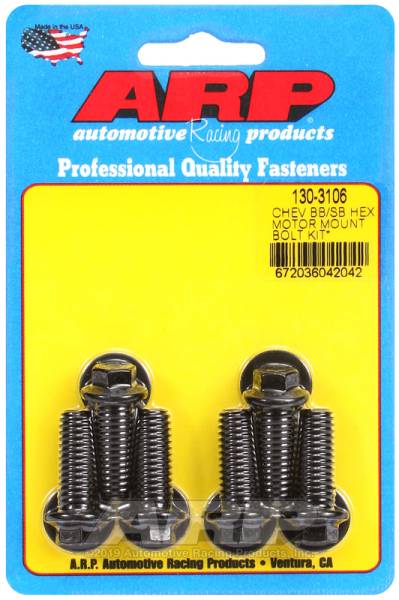ARP - ARP 130-3106 ARP Chevy Hex Motor Mount Bolt Kit w/ energy suspension Mounts