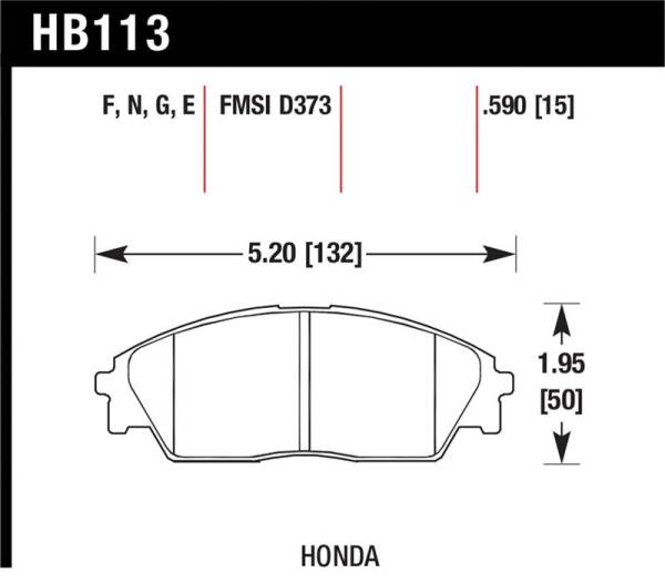 Hawk Performance - Hawk Performance kHB113F.590 Hawk Honda/ Acura 88-91 Civic Wagon/90-91CRX Si/ 88-90 Prelude S HPS Street Front Brake Pads