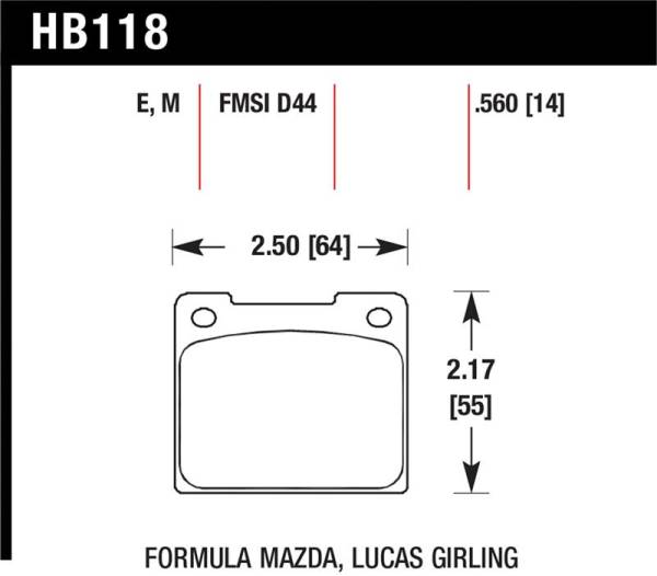 Hawk Performance - Hawk Performance kHB118m.560 Hawk 1978 Volvo 242 Black Race Front Brake Pads