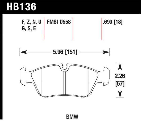 Hawk Performance - Hawk Performance kHB136Z.690 Hawk Performance Ceramic Street Brake Pads