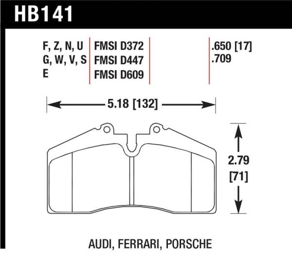 Hawk Performance - Hawk Performance kHB141G.650 Hawk 94-96 Ferrari 456GT Rear / 91-94 Porsche 911 Rear / 94-98 Porsche 911 Front / 86-91 Porsche 928