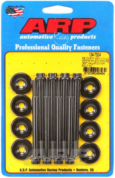 ARP - ARP 134-7504 ARP Small Block Chevy GENIII/IV LS Series .375 Spacer 12pt Valve Cover Bolt Kit - Black