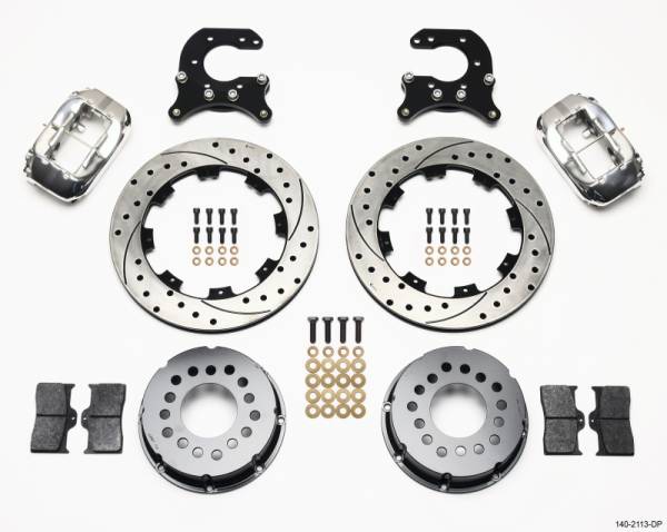 Wilwood - Wilwood 140-2113-DP Wilwood Forged Dynalite P/S Rear Kit Drilled Polished Small Ford 2.66in Offset