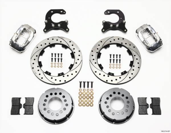 Wilwood - Wilwood 140-2114-DP Wilwood Forged Dynalite P/S Rear Kit Drilled Polished Big Ford 2.54in Offset