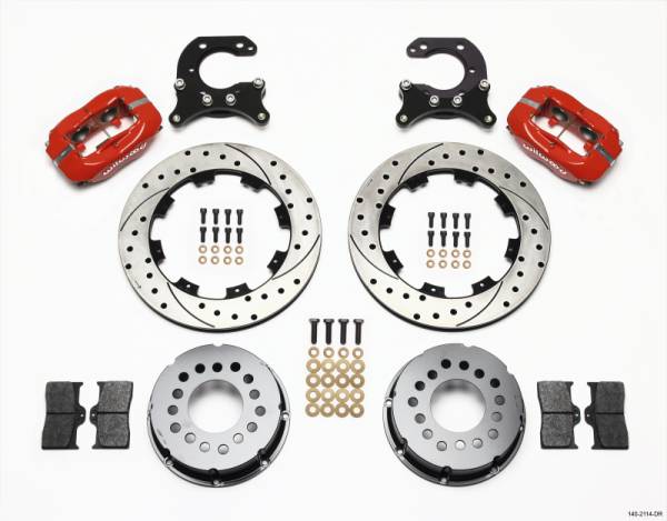 Wilwood - Wilwood 140-2114-DR Wilwood Forged Dynalite P/S Rear Kit Drilled Red Big Ford 2.54in Offset