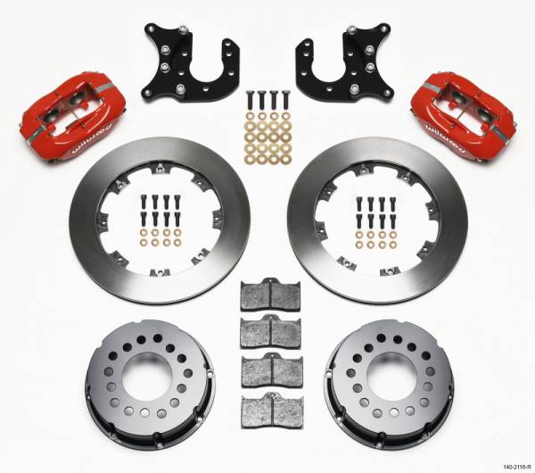 Wilwood - Wilwood 140-2116-R Wilwood Forged Dynalite P/S Rear Kit Red Mopar-Dana 2.72in Offset