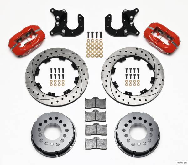 Wilwood - Wilwood 140-2117-DR Wilwood Forged Dynalite P/S Rear Kit Drilled Red Mopar-Dana 2.36in Offset