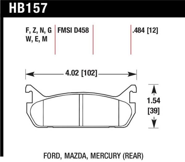 Hawk Performance - Hawk Performance kHB157F.484 Hawk 89-93 Miata HPS Street Rear Brake Pads (D458)