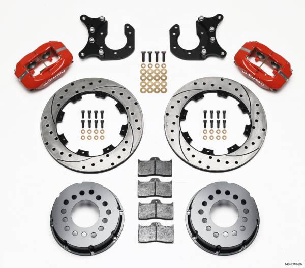 Wilwood - Wilwood 140-2118-DR Wilwood Forged Dynalite P/S Rear Kit Drilled Red New Big Ford 2.50in Offset