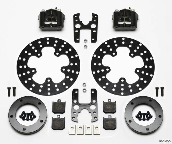 Wilwood - Wilwood 140-3326-D Wilwood Dynalite Single Floater Front Drag Kit Drilled P&S Anglia Spindle Mount Wheel