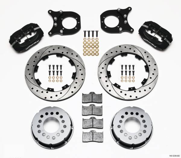 Wilwood - Wilwood 140-5236-BD Wilwood Forged Dynalite P/S Rear Kit Drilled Rotor Chev 12 Bolt w/Clip Eliminator