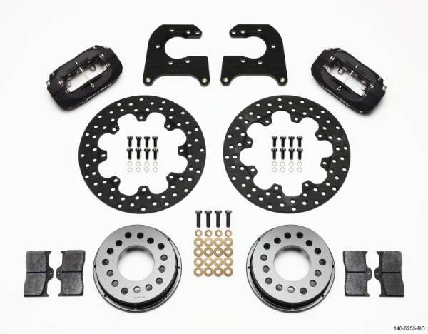 Wilwood - Wilwood 140-5255-BD Wilwood Forged Dynalite Rear Drag Kit Drilled Rotor Mopar/Dana 2.36in Off w/Snap Ring Bearing
