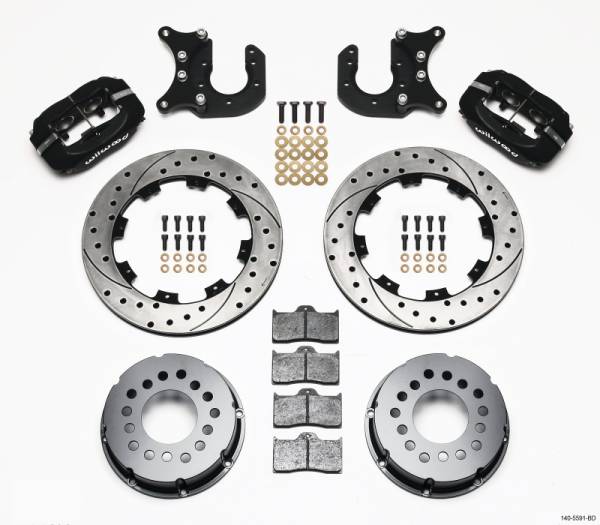 Wilwood - Wilwood 140-5591-BD Wilwood Forged Dynalite P/S Rear Kit Drilled Rotor Mopar/Dana 2.36in Off w/Snap Ring Bearing