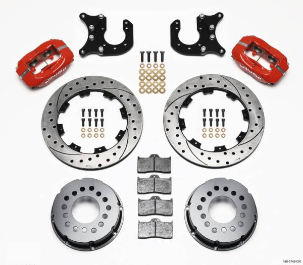 Wilwood - Wilwood 140-5746-DR Wilwood Forged Dynalite P/S Rear Kit Drilled Red Chevy 12 Bolt-Spec 3.15in Bearing