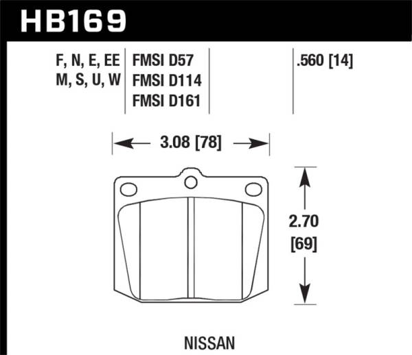 Hawk Performance - Hawk Performance kHB169D.560 Hawk 1987 Mitsubishi Precis Front ER-1 Brake Pads