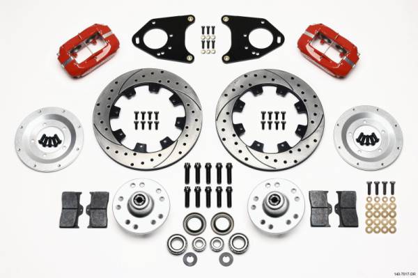 Wilwood - Wilwood 140-7017-DR Wilwood Forged Dynalite Front Kit 12.19in Drilled Red 71-80 Pinto/Mustang II Disc & Drum