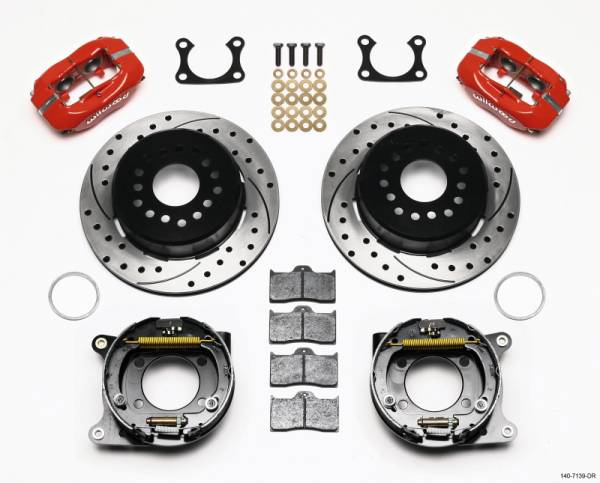 Wilwood - Wilwood 140-7139-DR Wilwood Forged Dynalite P/S P-B Kit Drilled-Red Big Ford 2.36in Offset