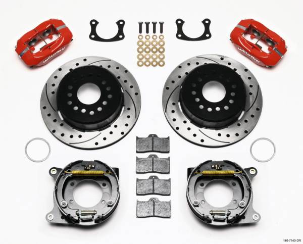Wilwood - Wilwood 140-7140-DR Wilwood Forged Dynalite P/S P-B Kit Drilled-Red New Big Ford 2.50in Offset