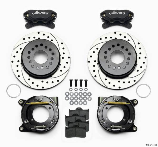 Wilwood - Wilwood 140-7141-D Wilwood Forged Dynalite P/S Park Brake Kit Drilled Chevy 12 Bolt w/ C-Clips