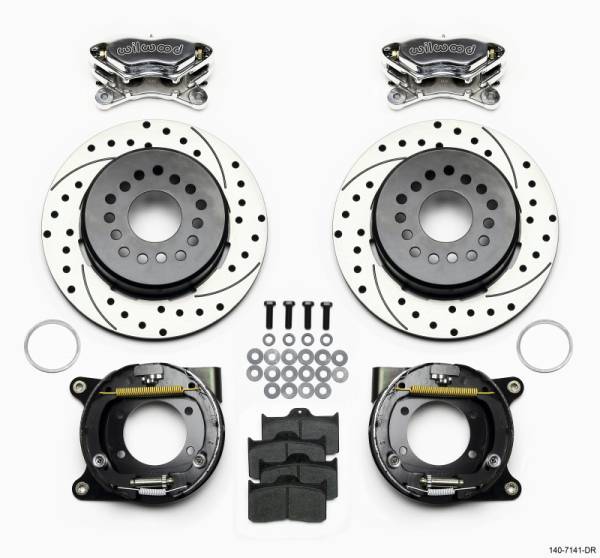 Wilwood - Wilwood 140-7141-DP Wilwood Forged Dynalite P/S P-B Kit Drilled Polished Chevy 12 Bolt w/ C-Clips