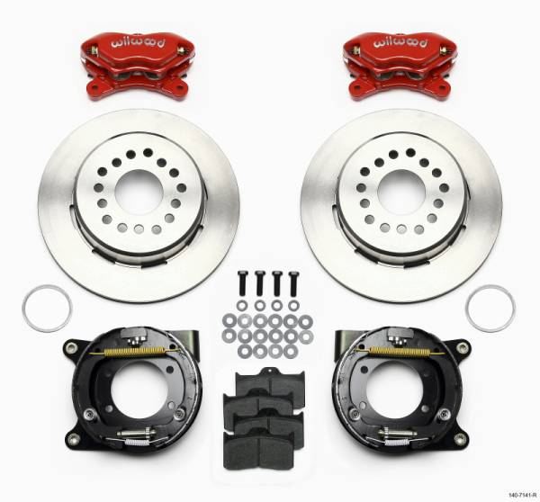 Wilwood - Wilwood 140-7141-R Wilwood Forged Dynalite P/S Park Brake Kit Red Chevy 12 Bolt w/ C-Clips