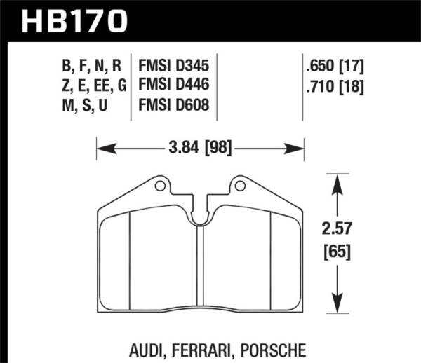 Hawk Performance - Hawk Performance kHB170Z.650 Hawk 89-95 Ferrari 348 GTB/GTS Front/Rear / 89-94 Porsche 911 3.6L Front / 87-89 Porsche 911 3.3L Fr