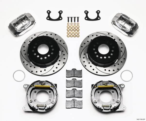 Wilwood - Wilwood 140-7143-DP Wilwood Forged Dynalite P/S P-B Kit Drilled Polished Small Ford 2.66in Offset
