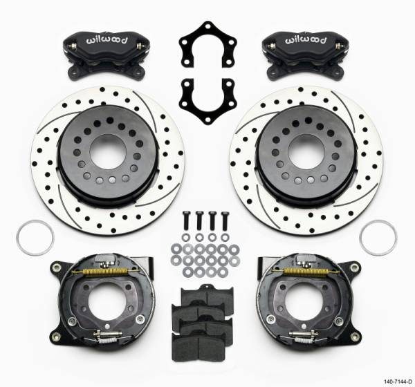 Wilwood - Wilwood 140-7144-D Wilwood Forged Dynalite P/S Park Brake Kit Drilled Mopar/Dana 2.36in Off w/Snap Ring Bearing