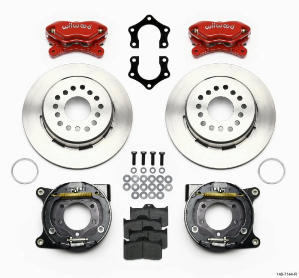 Wilwood - Wilwood 140-7144-R Wilwood Forged Dynalite P/S Park Brake Kit Red Mopar/Dana 2.36in Off w/Snap Ring Bearing