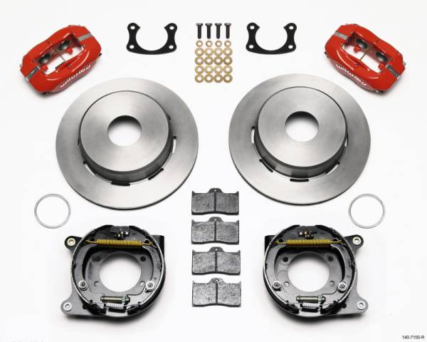 Wilwood - Wilwood 140-7150-R Wilwood Forged Dynalite P/S Park Brake Kit Red Big Ford New 2.50in Offset Currie Blank