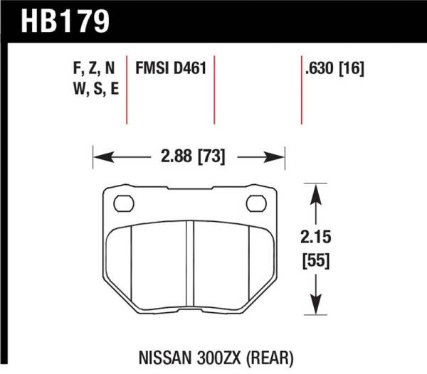 Hawk Performance - Hawk Performance kHB179B.630 Hawk 2/1989-1996 Nissan 300ZX Base (Excl. Turbo) HPS 5.0 Rear Brake Pads