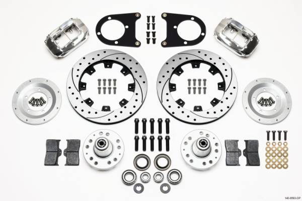 Wilwood - Wilwood 140-8583-DP Wilwood Forged Dynalite Front Kit 12.19in Drilled Polished 37-48 Ford Psgr. Car Spindle