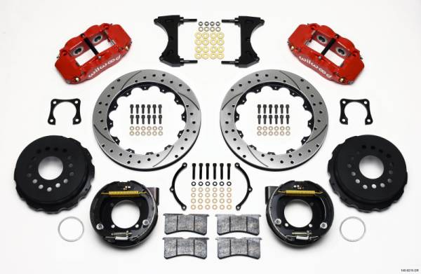 Wilwood - Wilwood 140-9215-DR Wilwood Narrow Superlite 4R Rear P-Brk Kit 12.88in Drilled Red Chevy 12 Bolt-Spec 3.15in Bearing