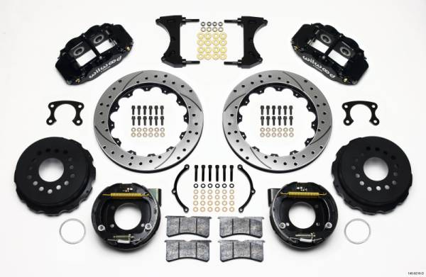 Wilwood - Wilwood 140-9216-D Wilwood Narrow Superlite 4R Rear P-Brk Kit 12.88in Drilled Small Ford 2.66in Offset
